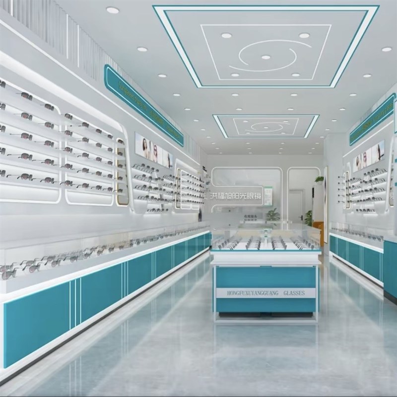 2024新款全店定制眼镜店中岛玻璃柜烤漆眼镜展示陈列架墨镜展示架