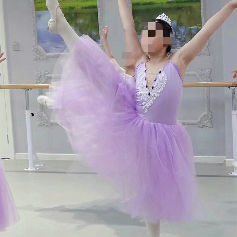 儿童芭蕾舞演出服长纱裙女童天鹅湖芭蕾舞演出服成人芭蕾舞蓬蓬裙
