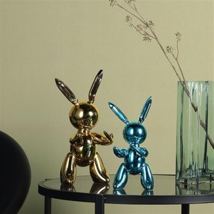 杰夫昆斯兔子摆件软装创意雕塑样板房酒店白色人物抽像摆件艺术品