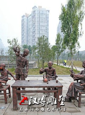 玻璃钢制茶流程雕塑茶文化主题人物铸铜雕像城市公园景观茶园小品
