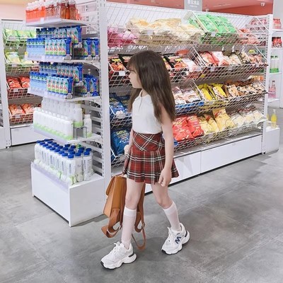 女童半身裙裤春夏红色格子百褶裙2024新款洋气儿童短裙时髦裙子潮