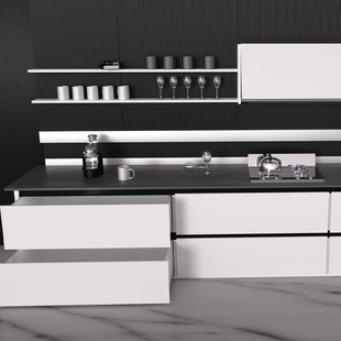 厨房橱柜免拉手型材铝材地柜柜体L型隐形拉手嵌入式吊柜隐藏拉手