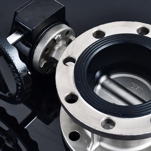 16P软密封涡轮衬胶手动阀门dn50 304不锈钢法兰蝶阀D341X