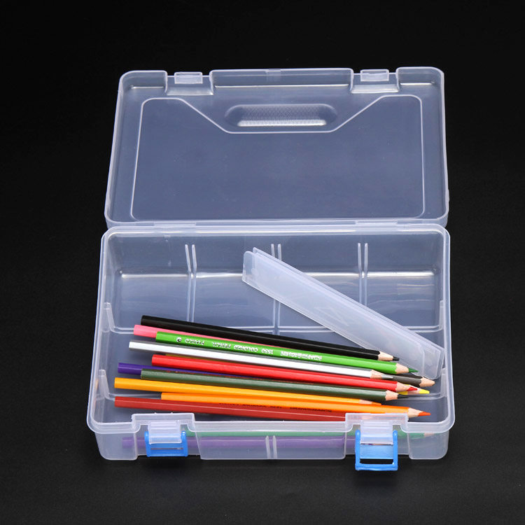 包邮 多功能大容量双层笔盒 文具盒 铅笔盒 透明塑料储物盒