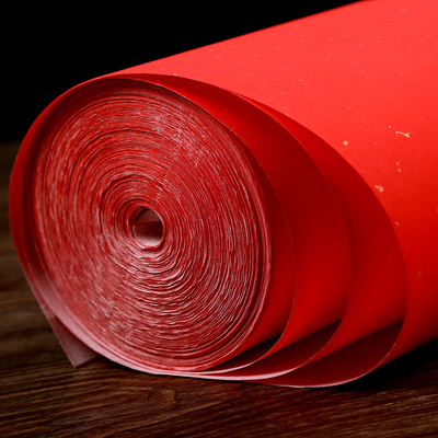 加厚万年红对联长卷宣纸洒金大红色纸空白手写春联纸