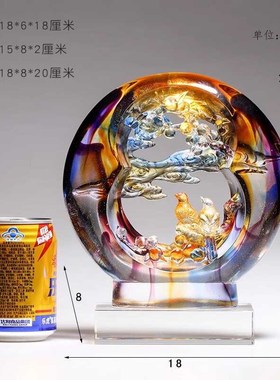 威弗列德喜鹊喜上眉梢琉璃摆件刻字定制礼品结婚礼物创意装饰礼品