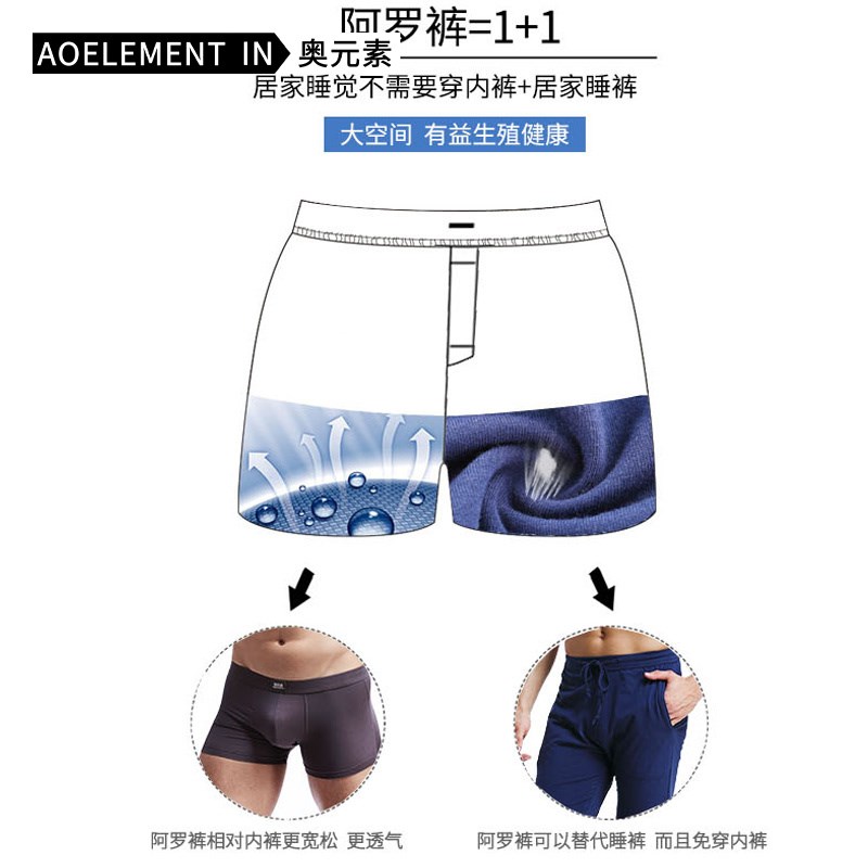 夏棉宽松舒适居家裤衩男士内裤平角裤家居睡裤短裤四角裤衩阿罗裤