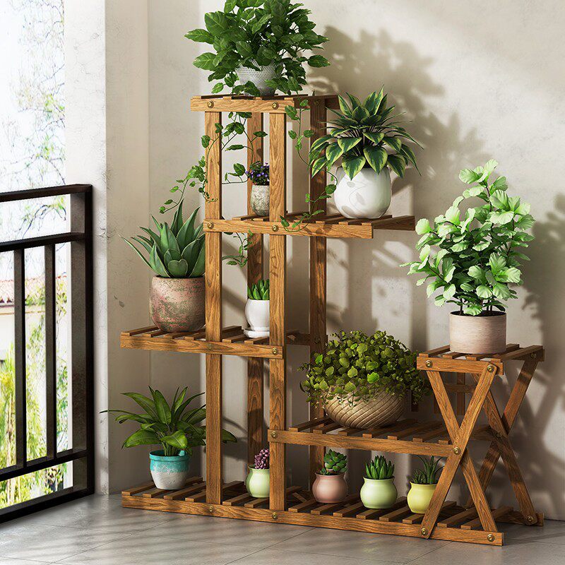 新疆包邮实木花架室内外客厅阳台多肉植物架多层盆景架花盆置物架