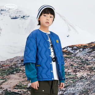 外套短款 mipo 假两件女童冬季 儿童轻薄羽绒服男2023新款 AW23冬装