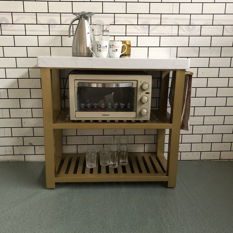 中岛台料理台单独可移动大理石烤箱厨房操作桌储物柜餐边柜置物架