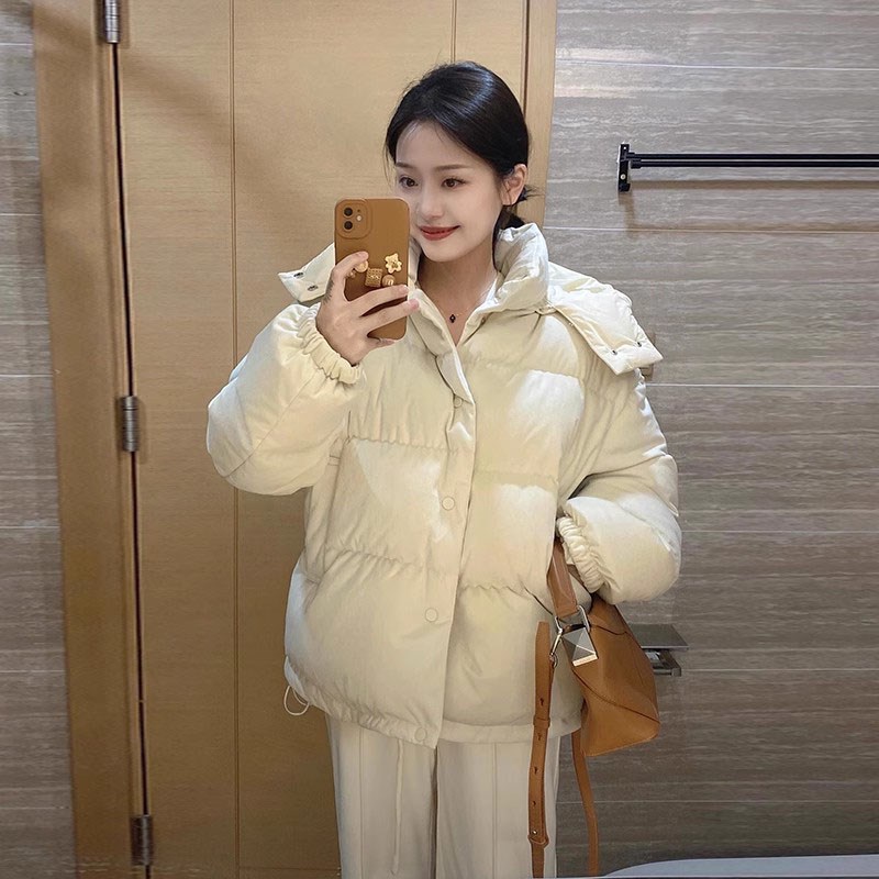 加厚保暖连帽羽绒棉服女2024秋冬季新款小个子显瘦百搭学生外套潮