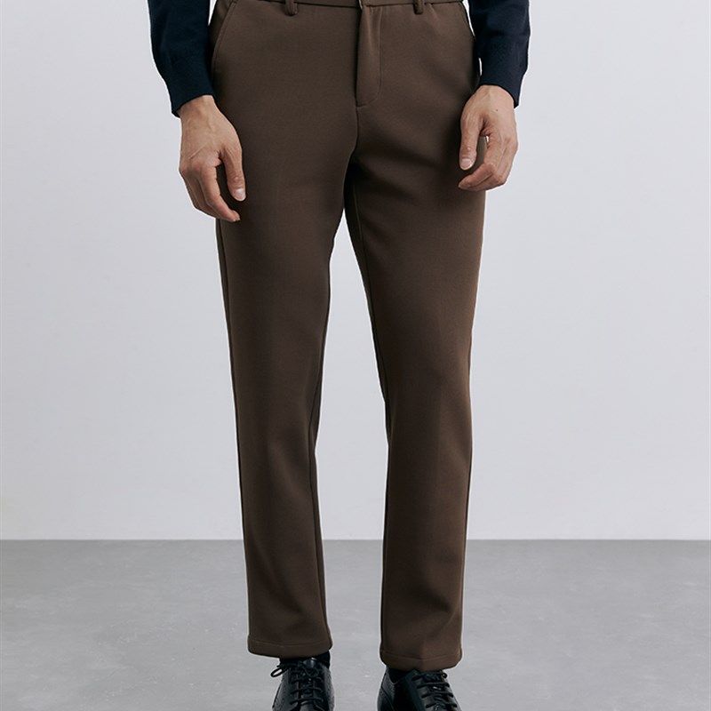 秋冬抗菌百搭休闲裤卡其色中腰免熨烫垂感修身舒适裤子商务男士长