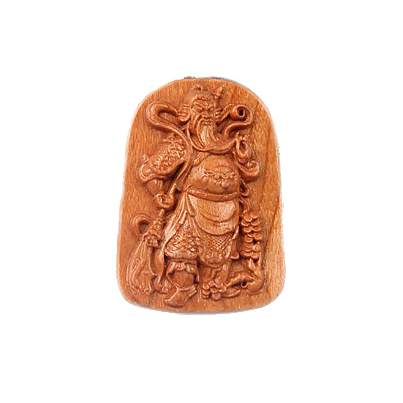 桃木关公关羽关二爷钥匙扣武财神汽车钥匙挂件木质随身平安饰品