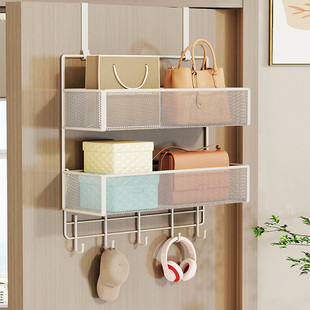 速发门后收纳架置室门上多层放包卧物架免打孔挂衣架挂钩悬挂挂篮