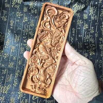 速发山发货雷击枣木魁星点斗镇尺道家法器手把件木雕道文化用品