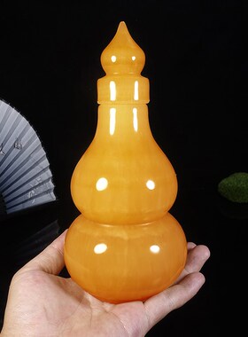 速发玉石空福葫芦开口玉葫芦摆件开业乔迁礼品心禄客厅玄关装饰品