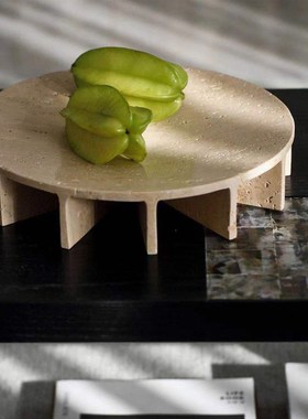 速发洛克仿大理店洞石底座轻几托盘果盘茶奢侘寂风民宿酒石样板房