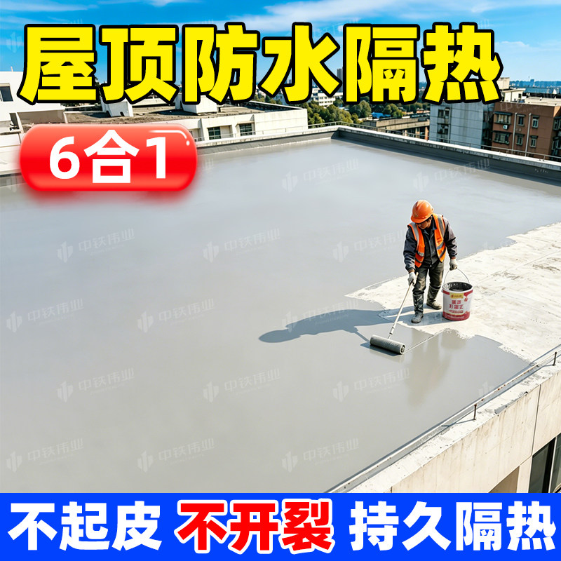 6合1屋顶专用防水隔热涂料楼顶裂缝渗水漏水补漏胶防晒耐高温材料