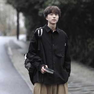 休閑百搭寬松襯衫 日系復古咖啡色襯衫 男女春秋季 2023新款 外套 長袖