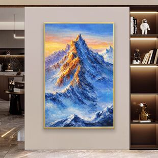 大芬油画村手绘高级感日照金山客厅装饰画背景墙挂画