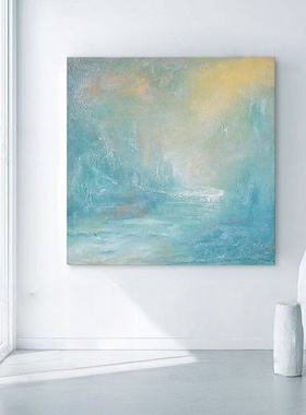 FXH.手绘油画《流水生财》方版厚肌理高级抽象客厅玄关背景墙挂画