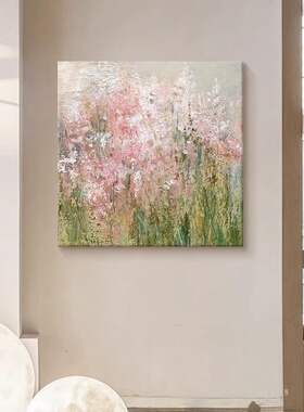 莫奈抽象油画小众挂画艺术客厅装饰画手绘花园花卉春天玄关