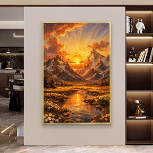 大芬油画村手绘日照金山客厅装饰画沙发背景墙挂画高级感