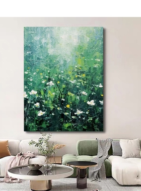 手工油画抽象艺术客厅绿色肌理画高级感简约沙发餐厅背景墙装饰画