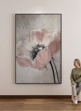 大芬村中古风手绘油画定制现代简约客餐厅玄关花卉电表箱装饰挂画