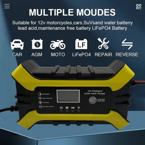 跨境直供 12V6A汽车电瓶充电器叉车电瓶充电器智能修复摩托车充电