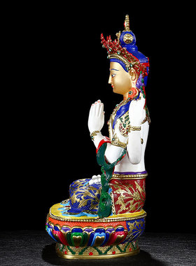 四臂观音佛像密宗纯铜居家供奉摆件手工彩绘客厅用观世音菩萨佛像