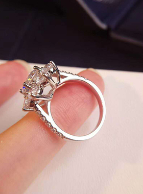 Real Moissanite  Sun Flower Ring 2 Carat Diamond Lotus Ring