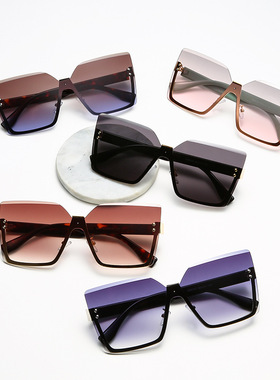 时尚显瘦半框金属太阳眼镜女式太阳眼镜抗UV眼镜欧美风靓天下遮阳