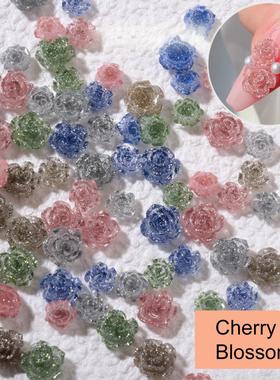 3D Flower Nail Charms Camellia Resin Nail Parts Holographic