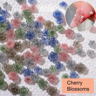 Charms Nail Camellia Resin Holographic Parts Flower