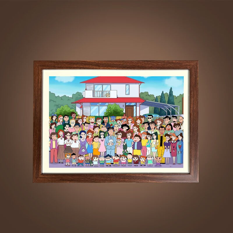 新品蜡笔小新全家福立体画日式墙面装饰沙发背景墙挂画礼物手工装图片