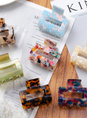 2022 New Acetate Hair Claws Leopard Hollow Square Hair Clip