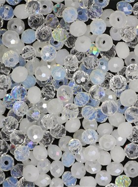 Isywaka White Multicolor 4*6mm 50pcs Rondelle  Austria facet