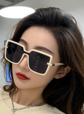 网红款太阳眼镜韩版一体式方形2023新款遮阳大框太阳眼镜男女街拍