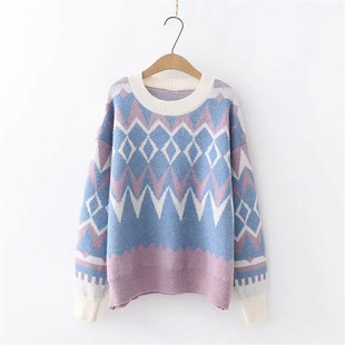 Winter Warm Neck Fashion Autumn patterns Women Geometric