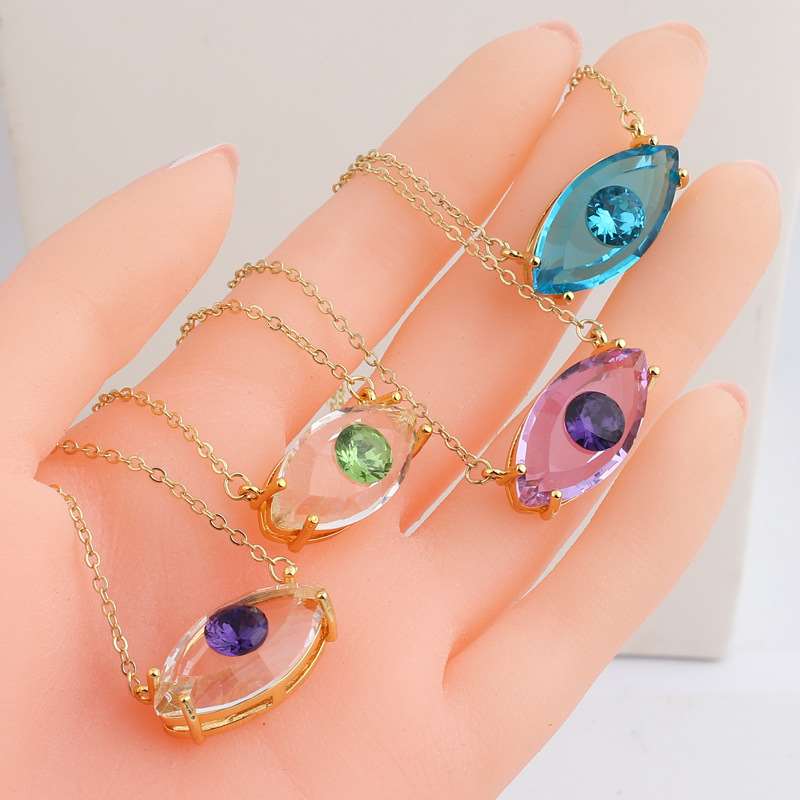 Transparent zircon devils eye necklace ladies necklace simp