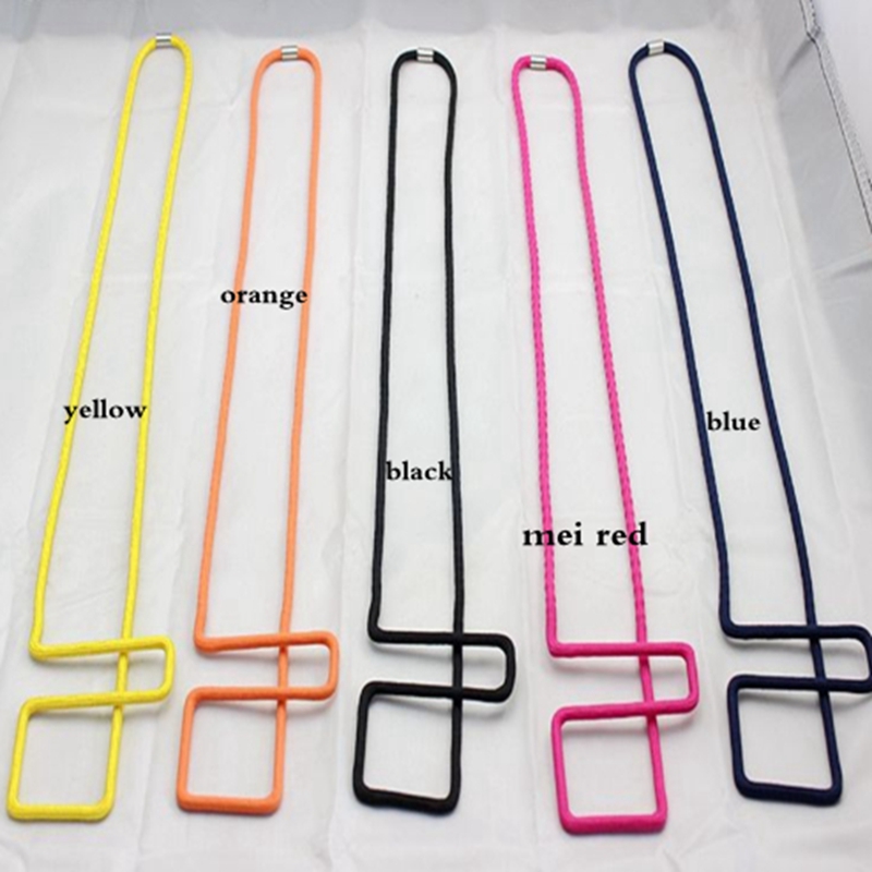 Hot Fashion Designer Black Rope Necklace Geo Maze Collar Pen