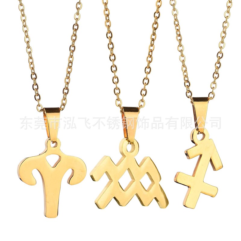 Jewelry 316 Stainless Steel Necklace 12 Zodiac Pendant Jewel