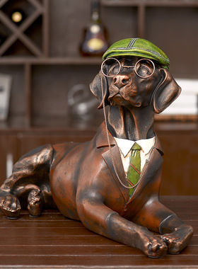 极速美式乡村风格狗狗摆件家居软装饰品摄影道具样板房装修摆设工