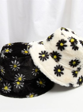 New Fashion Women Bucket Hat Faux Fur Fisherman Cap Multicol