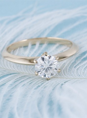 Classic 18K Yellow Gold Color Ring Luxury Solitaire 6mm 1 Ca