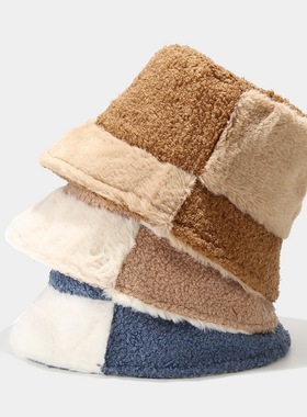 New Femme Gorro Lady Outdoor Panama Soft Warm Faux Fur Plaid