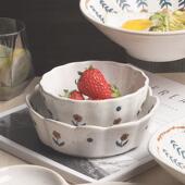 日式 组合菜盘 复古风碗碟盘子米饭碗粗陶创意水饺盘沙拉盘面碗套装