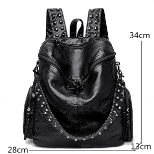 Soft Leather 2022 Quality Fas Women Rivet for High Backpacks