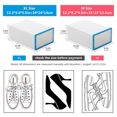 6Pack Transparent Shoe Box Shoes Organizers Plastic Thickene